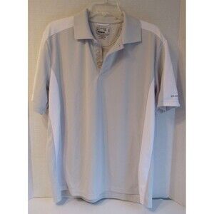 Mens Chaps 78 Golf Grey White Stay Dry Pullover Polo Shirt Size L Short Sleeve